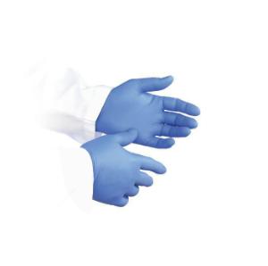 Blue nitrile examination gloves