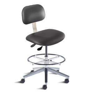 Biofit Bridgeport series ergonomic chair, medium seat height range, adjustable footring, aluminum base and casters
