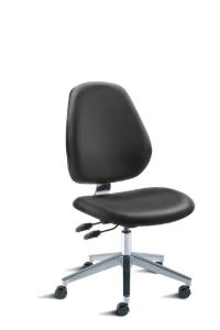 BioFit MVMT Tech Series Chair with Classic 5-Star Wide Aluminum Base, Desk Height, Tall Backrest, Black Vinyl Upholstery, Casters and Technical Performance Package.
