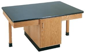 Student Lab Tables for 4 Students with Cabinet or Book Compartment, 1.25" Plastic Laminate Top