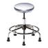 Biofit Traxx series ISO 4 cleanroom stool, medium seat height range with steel base, affixed footring and glides