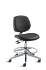 BioFit MVMT Tech Series Chair with Classic 5-Star Wide Aluminum Base, High Bench Height, Medium Backrest, Black Vinyl Upholstery, Adjustable Footring, Casters and Technical Performance Package.
