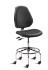 BioFit MVMT Tech Series Chair with Heavy Duty Tubular Steel Base, High Bench Height, Tall Backrest, Black Vinyl Upholstery, Affixed Footring, Casters and Technical Performance Package.
